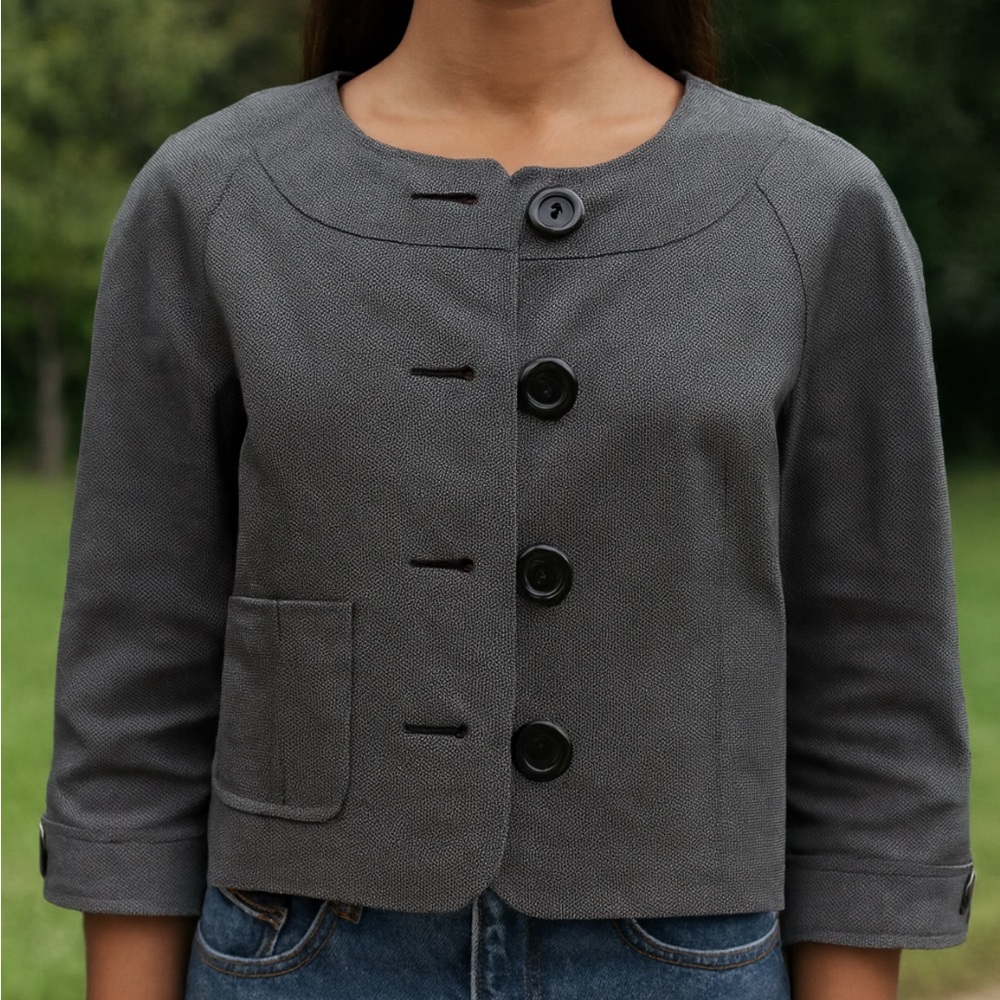 Jones New York Charcoal Buttoned Blazer